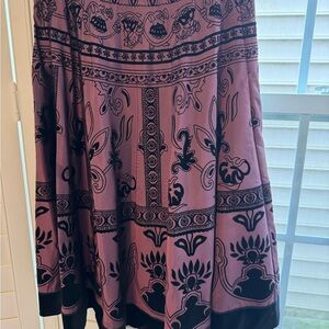 MSK Burgundy/Eggplant and Black Patterned and Textured    A-Line Skirt